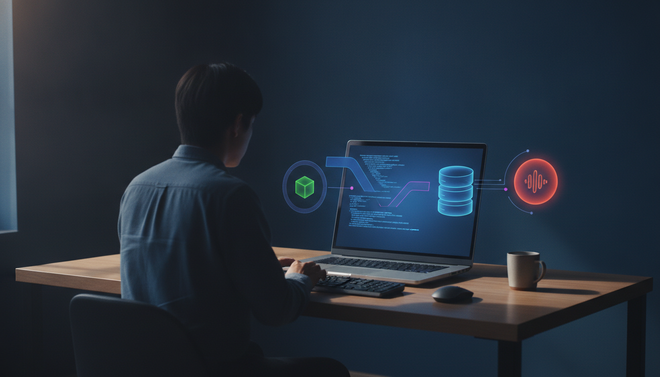 Laravel database testing workflow shown as a developer reviewing a test setup