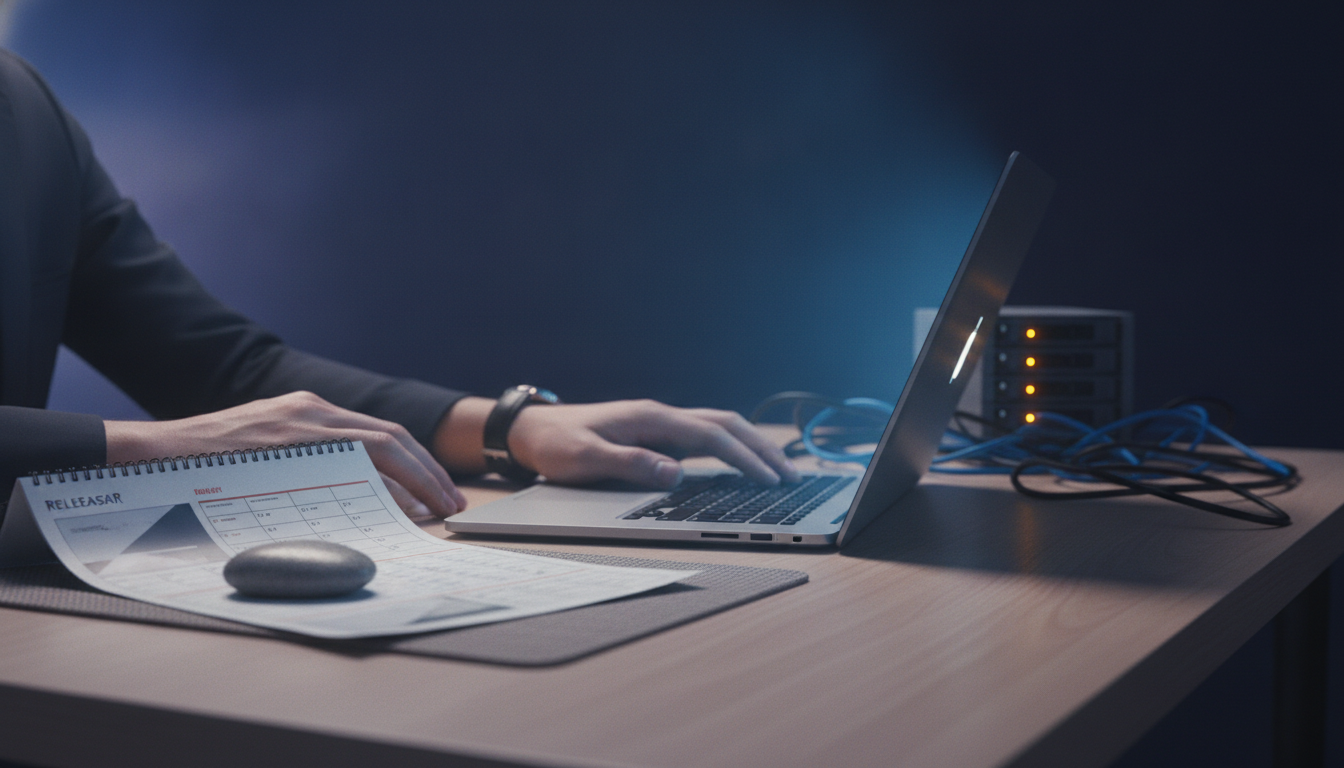 Node.js release schedule planning shown on a developer's workstation