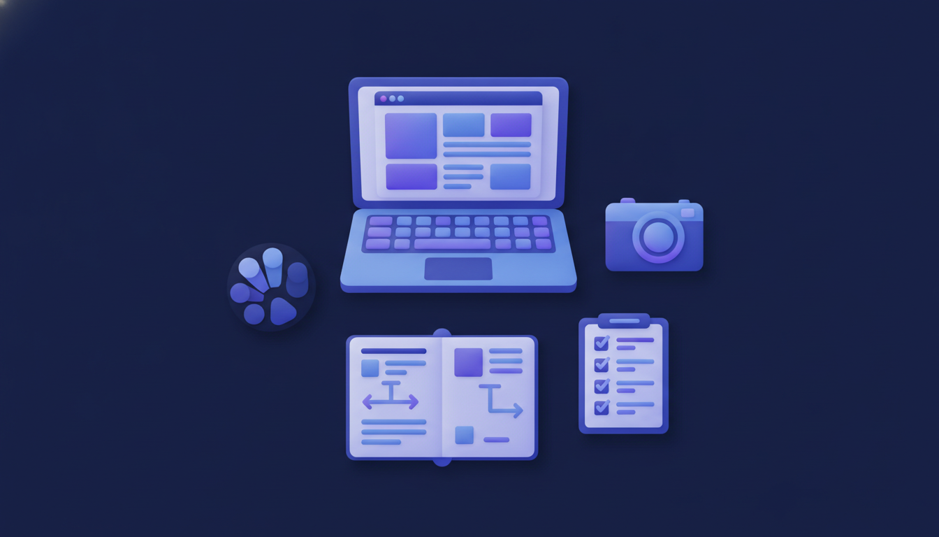 Planning materials laid out before building a website