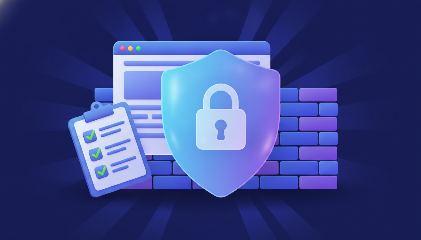 Website protected by a security shield and padlock