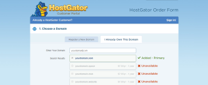 Domain Name on hostgator